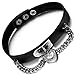 Flongo Womens Men's Fashion Punk Alloy Cool Gothic Heart-Shape Lock Link Leather Collar Choker Necklace