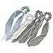 4Pcs Hair Scarves & Hair Scrunchies, Fashion Cotton Hair Ribbon Bow Scrunchies with Solid Colors, Soft Hair Scarf, Bunny Ear Scrunchies, Satin Scarf Hair Ties Bowknot Ponytail Holder for Women Girls