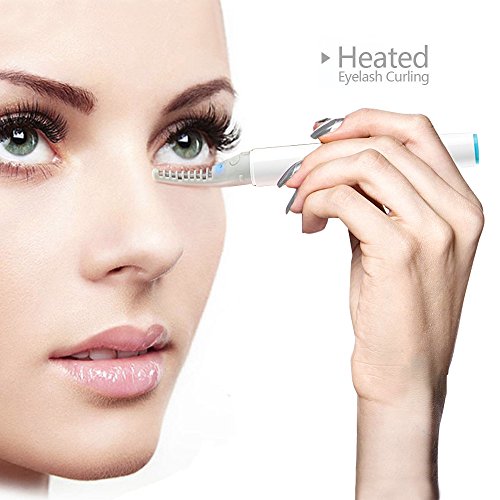 2-in-1Heated Sonic Eye Massager Wand Eyelash Curler Brush Vibration, Electric Multifunctional Beauty Tool Relieving Dark Circle, Fatigue and Puffiness, Eye and Facial Skin Care Massager Wand