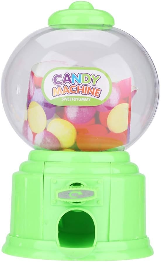 Portable Children Candy Machine Plastic Mini Gumballs Dispenser Kids Kindergarten Gift(Green)