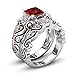 WensLTD Clearance! 2-in-1 Womens Vintage White Diamond Silver Engagement Wedding Band Ring Set (#8, Red)