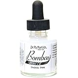 Dr. Ph. Martin's Bombay India Ink (8BY) Ink Bottle, 1.0 oz, White, 1 Bottle