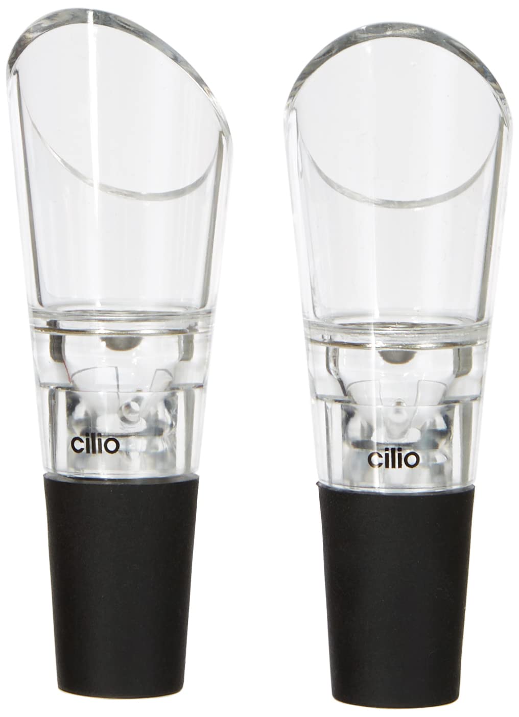 Cilio Wine Pourer, Black, Stainless Steel, 8 x 4 x 9.5 cm