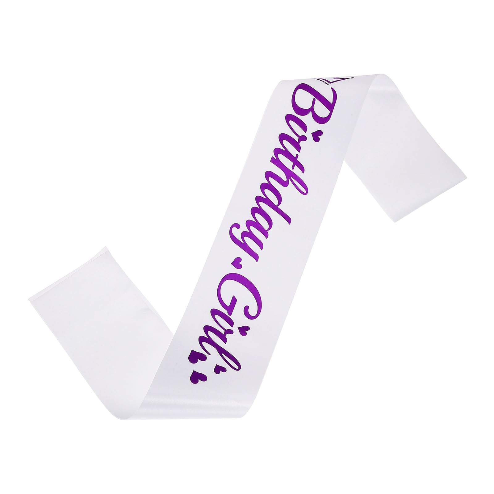 sourcing map Birthday Girls Sash with Pin Purple Foil Lettering Party Favors Supplies Decorations Accessories for Women Costume Gifts Sweet Birth Day, White