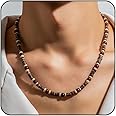 VRNGI Puka Shell Necklace - Men's Surfer & Beach Necklace with Hawaiian Beaded, Coconut & Conch Seashell Designs - Wood Heishi & Summer Jewelry