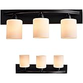 The Door Bull Modern 3-Light Bathroom Vanity Light – Oil Rubbed Bronze Fixture with Frosted Glass Shades, E26 Socket – Wall S