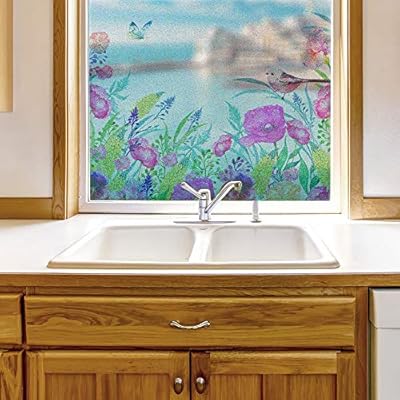wall26 Window Film for Privacy Butterfly and Flower...
