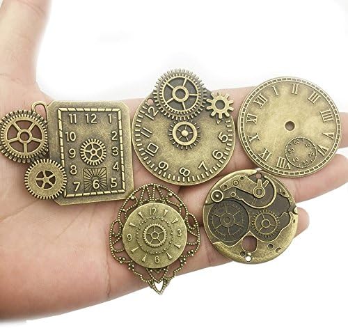 YoudiylaUK 30 pcs Mixed Antique Bronze Watch Clock Face Gear Steam Punk time charms pendants DIY Necklace Bracelet Pendants for Jewelry Making M71 - Image 3