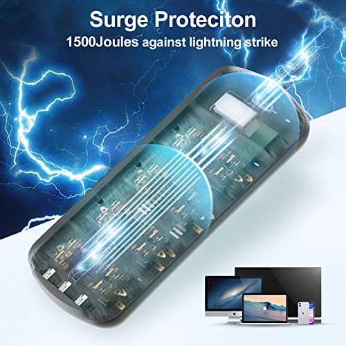 ESHLDTY USB Outdoor Power Strip, 6 FT Extension Cord, Waterproof Surge Protector with 6 Outlets