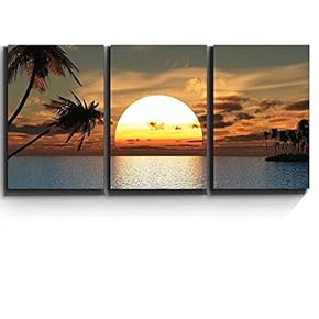 Tropical Sunset Endless Summer Wall Decor x3 Panels