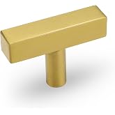 Goldenwarm 5 Pack Gold Cabinet Pulls Kitchen Hardware Drawer Knobs LS1212GD Brushed Brass Square T Bar Cabinet Knobs Single Hole Cupboard Door Handles Bathroom Furniture Pulls