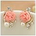 TOOGOO(R) Rose Flower Crystal Rhinestone Pearl Stud Earrings