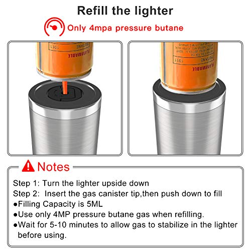 Fire Lighter Jet Flame Butane Gas Windproof Refillable Long Reach Safety Igniter for Open Fires Gas Hob Stove Oven Wood Burners Fireplace Grills BBQ Cookers Camping Firework (NO Butane PREFILLED)