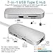 USB C Hub,Type C Hub ALLFU Aluminum 7-in-1 USB C Adapter Type C 3.1 Charging Port with 4K HDMI Port, 2 USB 3.0 Ports, SD / TF Card Reader and RJ45 Ethernet for Macbook Pro, Google Chromebook- Silver