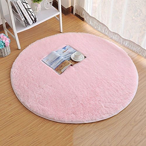 Dingtuo Round Tent Rug Plush Kids Teepee Playing Mat Soft Baby Playmat Princess Castle Floormat Playhouse Pad Diameter120cm/47/4ft Pink