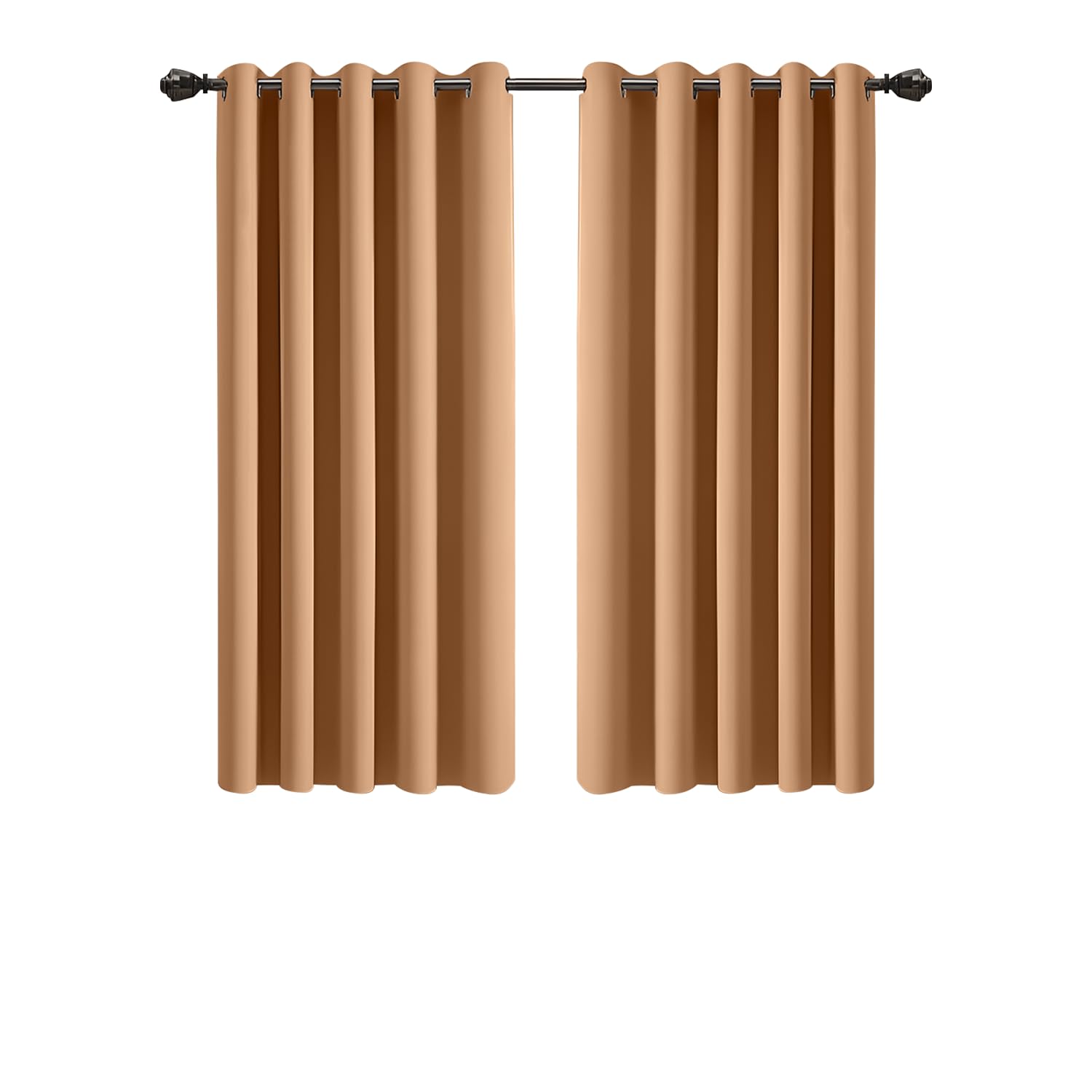 Imperial Rooms Blackout Curtains for Bedroom 46x54 Inch Eyelet Beige Curtains Window Treatments Super Soft Ring Top Living Room Curtain 2 Panels with Tiebacks — image 1