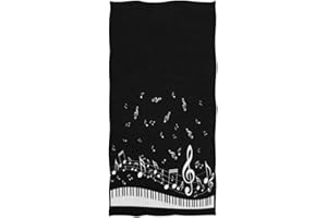 Naanle Stylish Piano Keys with Musical Notes Pattern Soft Bath Towel Highly Absorbent Large Hand Towels Multipurpose for Bathroom, Hotel, Gym and Spa (16 x 30 Inches,Black White)
