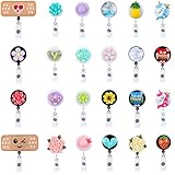 KTTGYRE 28 inches Mixed Random Retractable Badge Reels Reel Clip Office Nurse Teacher ID Name Identification Badge Holder with Belt Clip (Pack of 12)