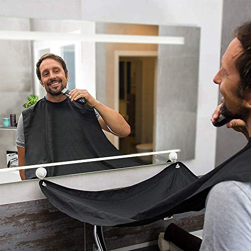Beard Apron Beard Hair Catcher for Men Shaving Non-Stick Hair,with 4 Strong Suction Cups by Alicoco (black)