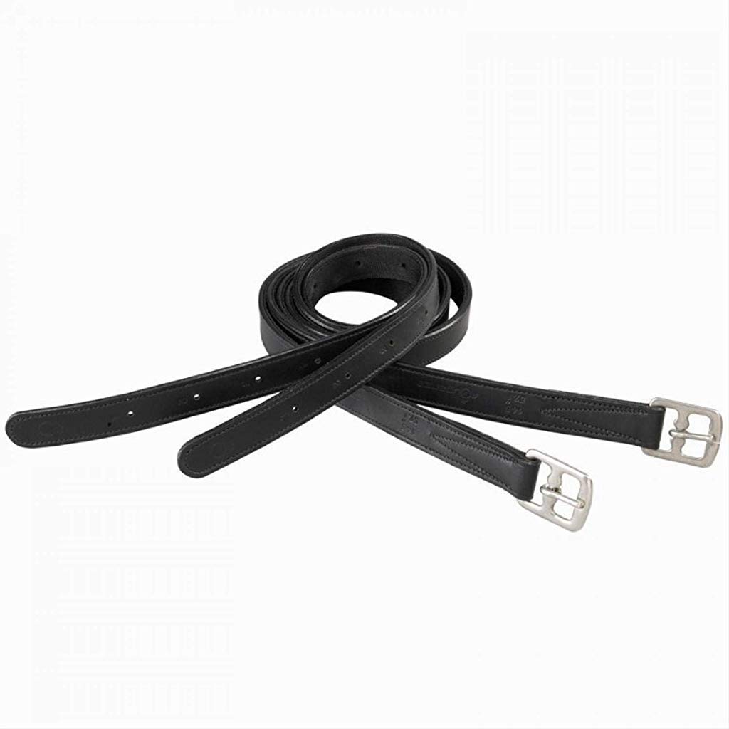Cwell Equine Nylon Lined Stirrup Leathers HORSE RIDING STIRRUP LEATHERS Black (54")