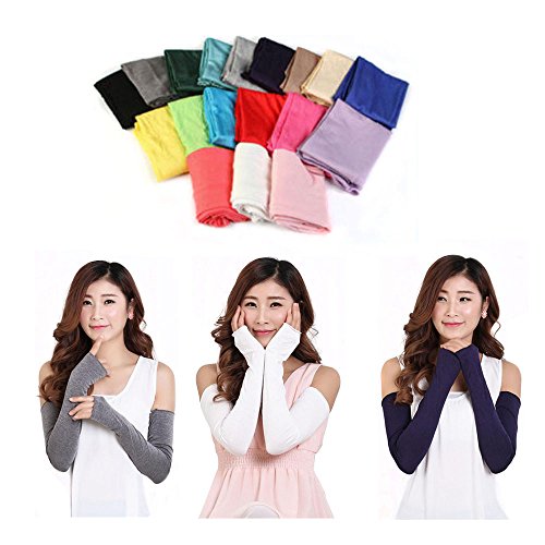 6 Pairs Women Cotton UV Protection Arm Warmer Long Fingerless Gloves Sleeves