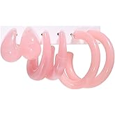 Minimalist Colorful Acrylic Resin 3pairs C Shape Round Circle Hoop Thick Chunky Wide Thin Acetic Acid Drop Dangle Earrings Set Vintage Boho Jewelry for Women