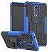 Nokia 6.1 Case,Nokia 6 2018 Case, Yiakeng Dual Layer Wallet Accessories Bumper Hard Protective Flip Waterproof Phone Cases Cover with A Kickstand for Nokia 6.1 (Blue)