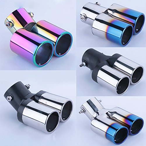 Hanbaili Automobile Tailpipe Modified Exhaust Pipe Stainless Steel Single Pipe Exhaust Pipe Semi-Blue Curved Section - Thumbnail 6