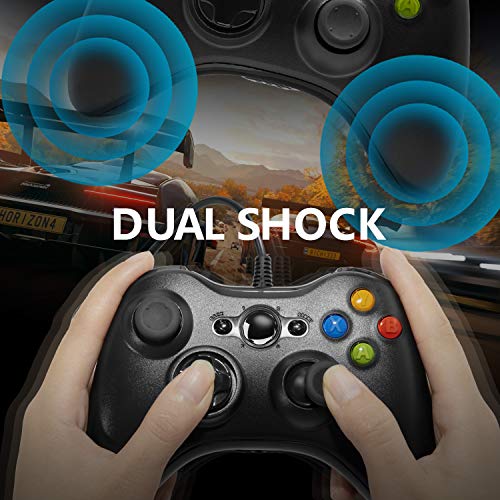 Medvoe Wired Controller for Xbox 360, 7.2 Ft USB Wired Gamepad Joystick Game Remote with Dual-Vibration Turbo, Trigger Buttons for Xbox360, Xbox 360 Slim and PC Windows 7,8,10 - Black