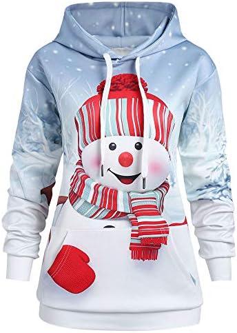 Moonuy Festive Christmas Stylish Design Dress Party Dress for Christmas Party Decoration Fashion Women Merry Christmas Snowflake Printed Tops Cowl Neck Sweatshirt Blouse
