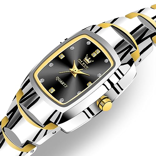OLEVS Watches for Women Small Square Face Ladies Watches Waterproof Tungsten Steel Dainty Dress Rectangle Female Womens Wrist Watches for Small Wrists Gold/Silver/Black/Rose Gold