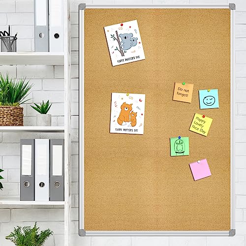 Lockways Cork Board Bulletin Board, Double Sided Corkboard 36" x 24", WallMounted Aluminum