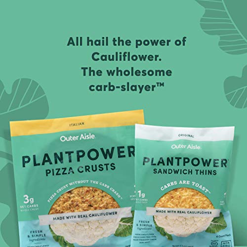 Outer Aisle Gourmet Cauliflower Sandwich Thins - Low Carb, Gluten Free, Paleo Friendly, Keto ... (Jalapeno Crusts, Pack of 4)