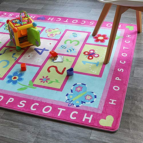LIVEBOX-Hopscotch-Kids-Play-Mat-4-x-6-Playroom-Area-Rug-Soft-Flannel-Children-Carpet-Great-for-Educational-Fun-with-Toys-Throw-Rug-for-Living-Room-Bedroom-Nursery-Best-Shower-Gift