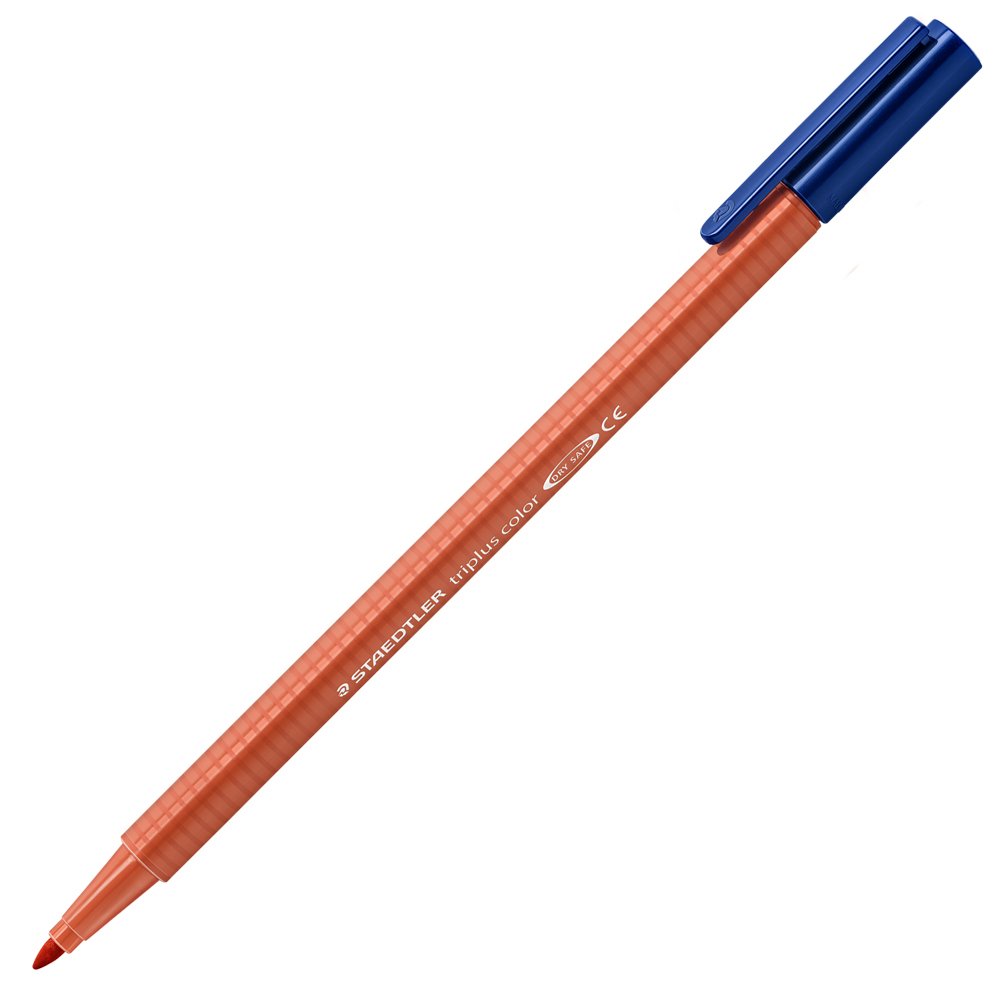 Staedtler 323-24 Triplus Fibre Tip Pen, Triangular Barrel in Cardboard Pack, Washable, Approx. 1 mm, Scarlet Red (Pack of 10)