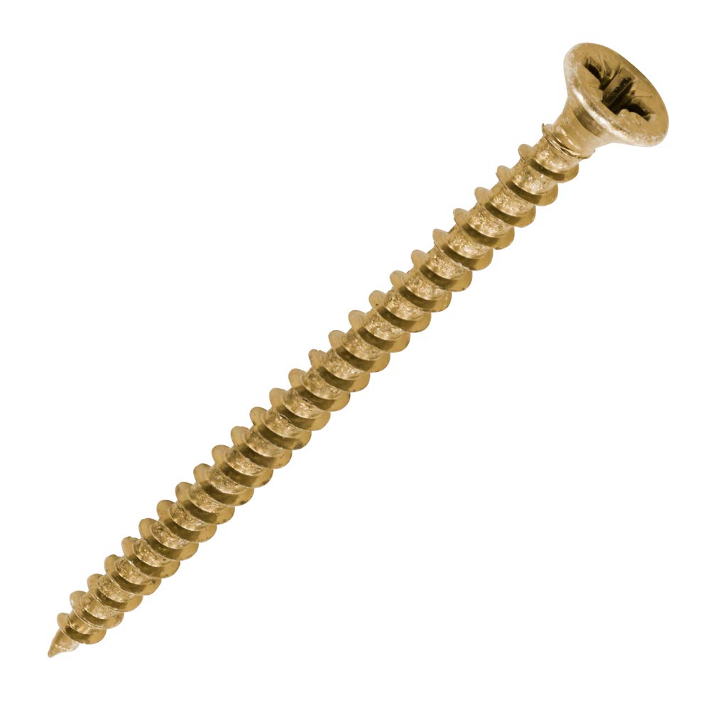 TIMCO Solo Chipboard & Woodscrews - Gold - 4.0 x 60 - Box of 200 - A Single Thread woodscrew mainly Used in Various Types of Timber and Man-Made Boards or into Masonry with The use of Plastic Plug — image 1