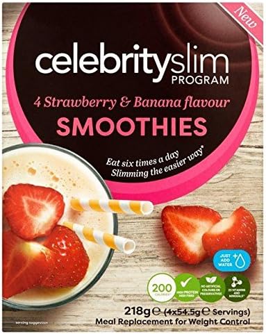 Celebrity Slim Strawberry &amp; Banana Smoothie - 4 x 54g (0.48lbs)