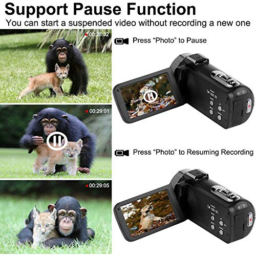 Camcorders Video Camera, Vlogging Camera for YouTube 2.7K Full HD 30MP 18X Digital Zoom Camcorder with Microphone 3.0 Inch IPS Touch Screen