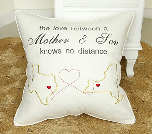 Decorhouzz Long Distance Love Pillow Cases Embroidered Map