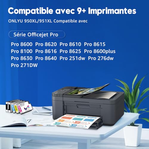 ONLYU 950XL and 951XL Ink Cartridges Replacement for HP 950 and 951 Cartridges Compatible with HP Officejet Pro 8600 for Officejet Pro 8620 8610 8615 8625 276dw 251DW (4 Packs)