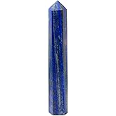 Apengshi 1PCS Natural Crystal Lapis Lazuli Tower 5.9"-6.3" (15-16cm) 6 Faceted Single Point Prism Healing Crystal Wand for Meditation Reiki Chakra Therapy