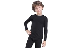 MANCYFIT Thermal Tops for Boys Fleece Lined Underwear Long Sleeve Undershirts Baselayer