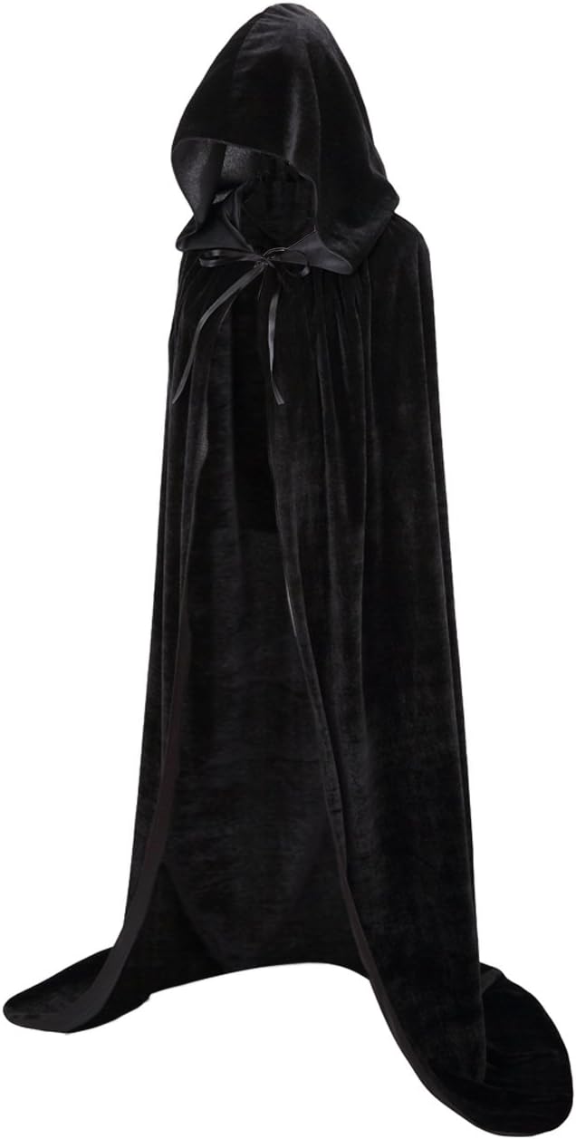 GRACIN Adult Costume Hooded Cloak, Unisex Full Length Velvet Cape for Halloween Party