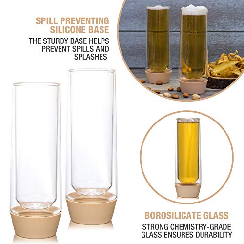 Eparé Beer Glasses - 12oz Insulated Pilsner Glass - Set of 2 - Spill Preventing Craft Beer Glassware - Thumbnail 2