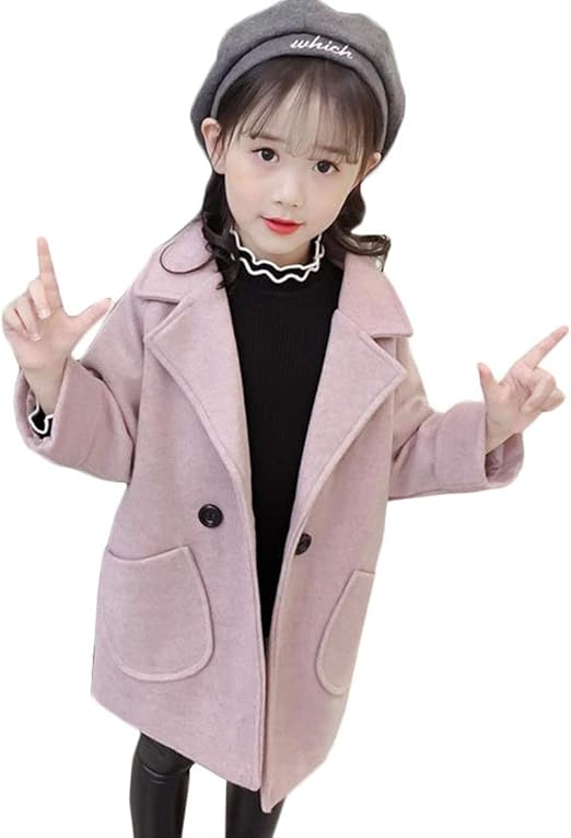 Amazon Zhongjue ジュージェン チェスターコート 女の子 コート ガールズ 厚手 暖かい ラシャコート 女児 メルトン 防寒 アウター キッズ おしゃれ 子供服 ジャケット 冬 可愛い コート ジャケット 通販