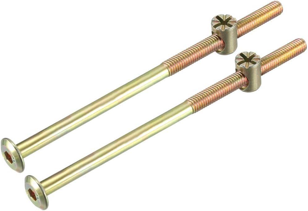 sourcing map M6x120mm Furniture Bolt Nut Set Hex Socket Screw 40mm Thread Length with Barrel for Beds Headboards Chairs 2 Sets