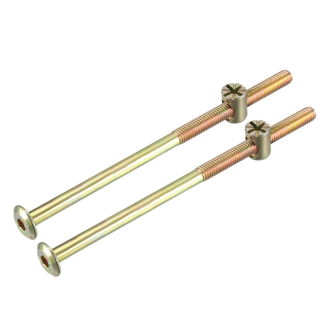 sourcing map M6x120mm Furniture Bolt Nut Set Hex Socket Screw 40mm Thread Length with Barrel for Beds Headboards Chairs 2 Sets