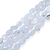 Adabele 15 Inch Natural Blue Flash Moonstone Gemstone Loose Beads 6mm to 9mm Free Form Oval Tumbled Pebble Gem Stone Spacer for Jewelry Making GZ12-44
