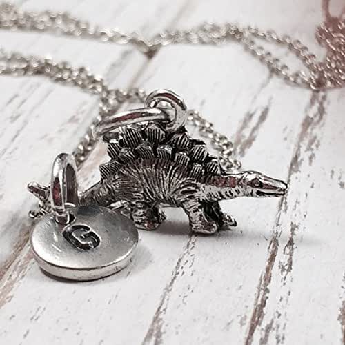 Dinosaur charm necklace, dino necklace, stegosaurus charm