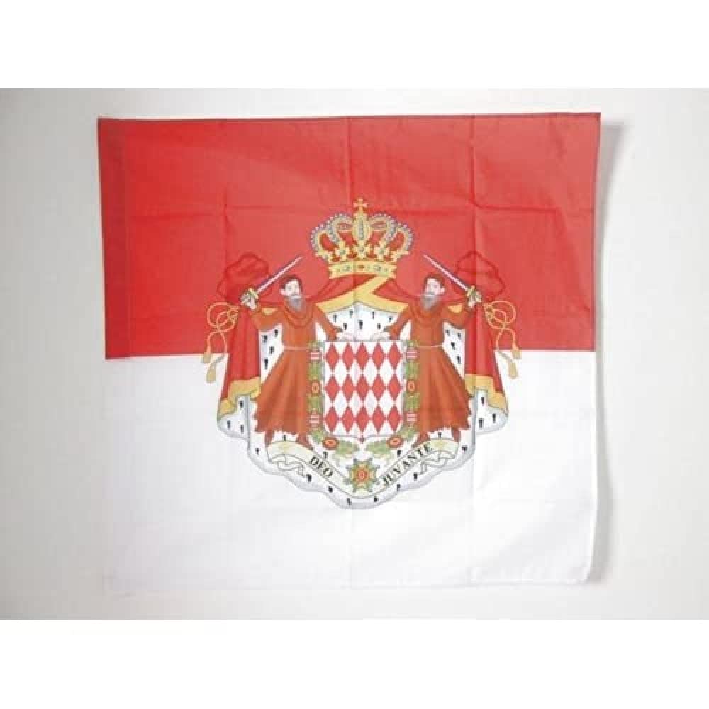 AZ FLAG - Monaco Coat of arms Flag - 3x3 Ft - 100% Polyester Monégasque Banner with Sleeve - Fade Resistant - Vivid Colors - 3' x 3' Feet - 90x90 Cm